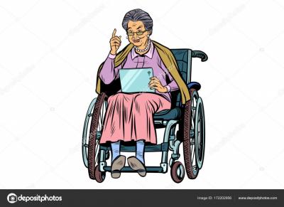 Depositphotos 172202956 stock illustration caucasian elderly woman disabled person